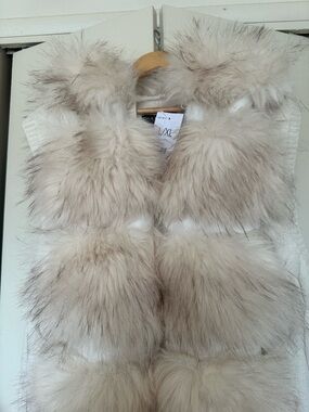 Faux Fur Vest in Cream and Taupe